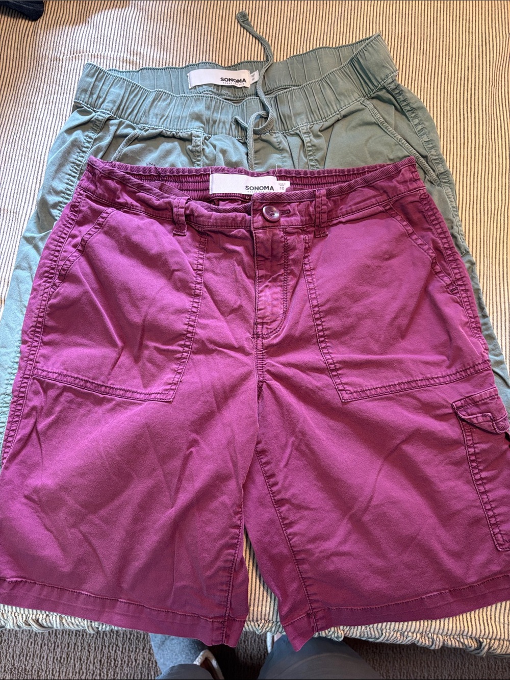 SONOMA Cargo Bermuda Shorts in Magenta and Sage